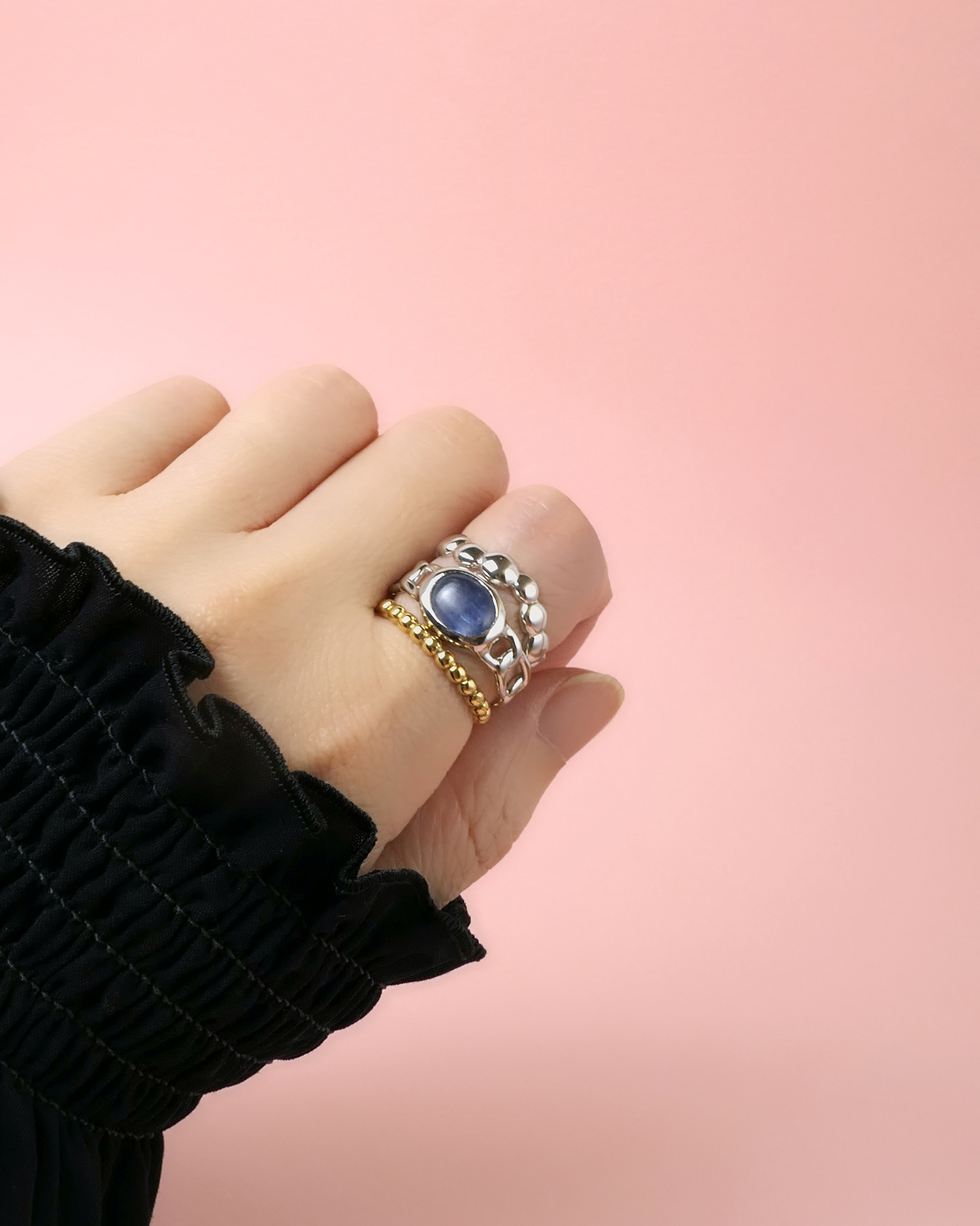 RINGS | 天然石 キヘイチェーン フリーリング [カイヤナイト] R0048