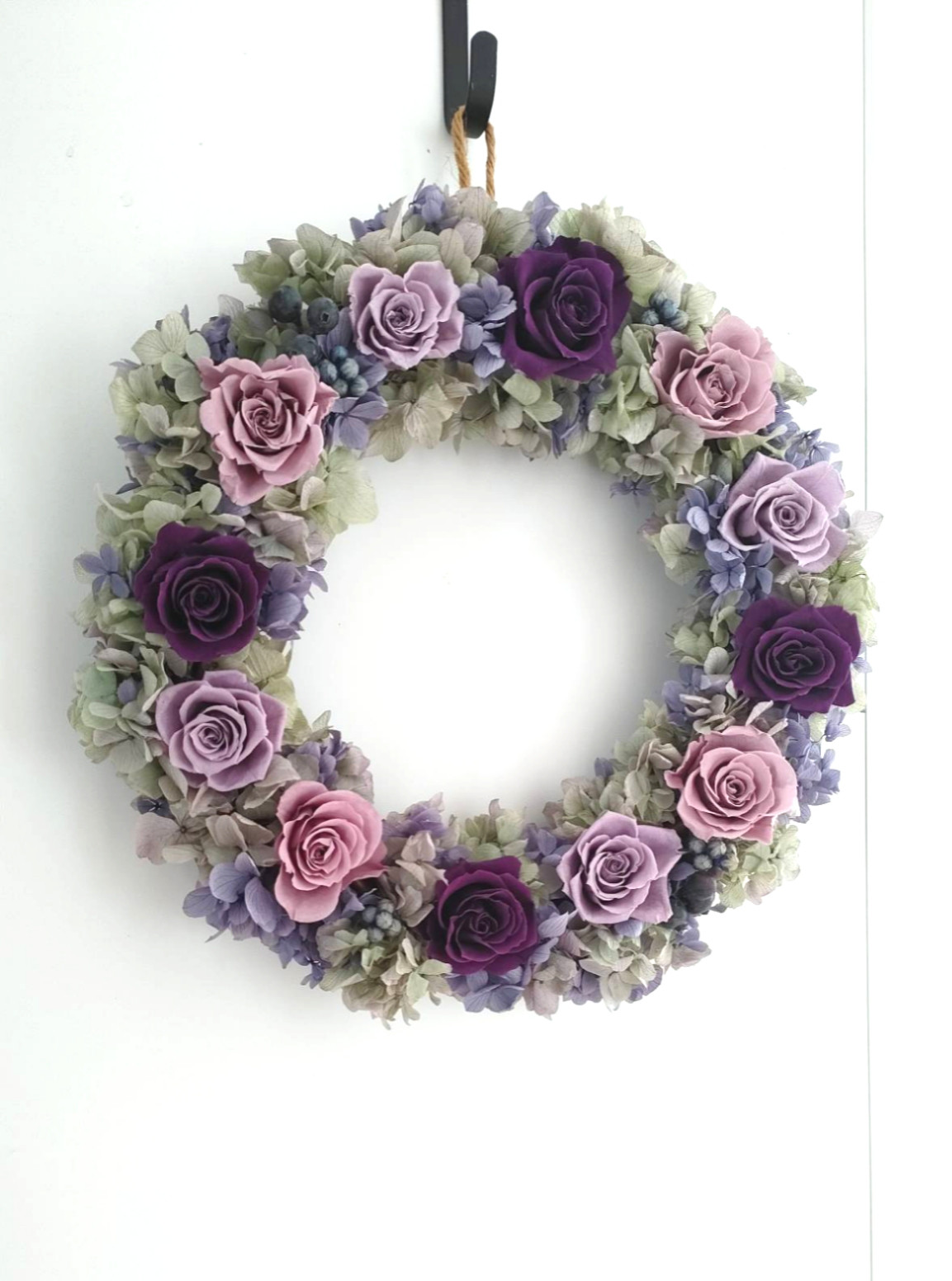 12輪のバラのクラッシックリース/ 30cmリース、感謝の贈り物、バラの贈り物、春の贈り物