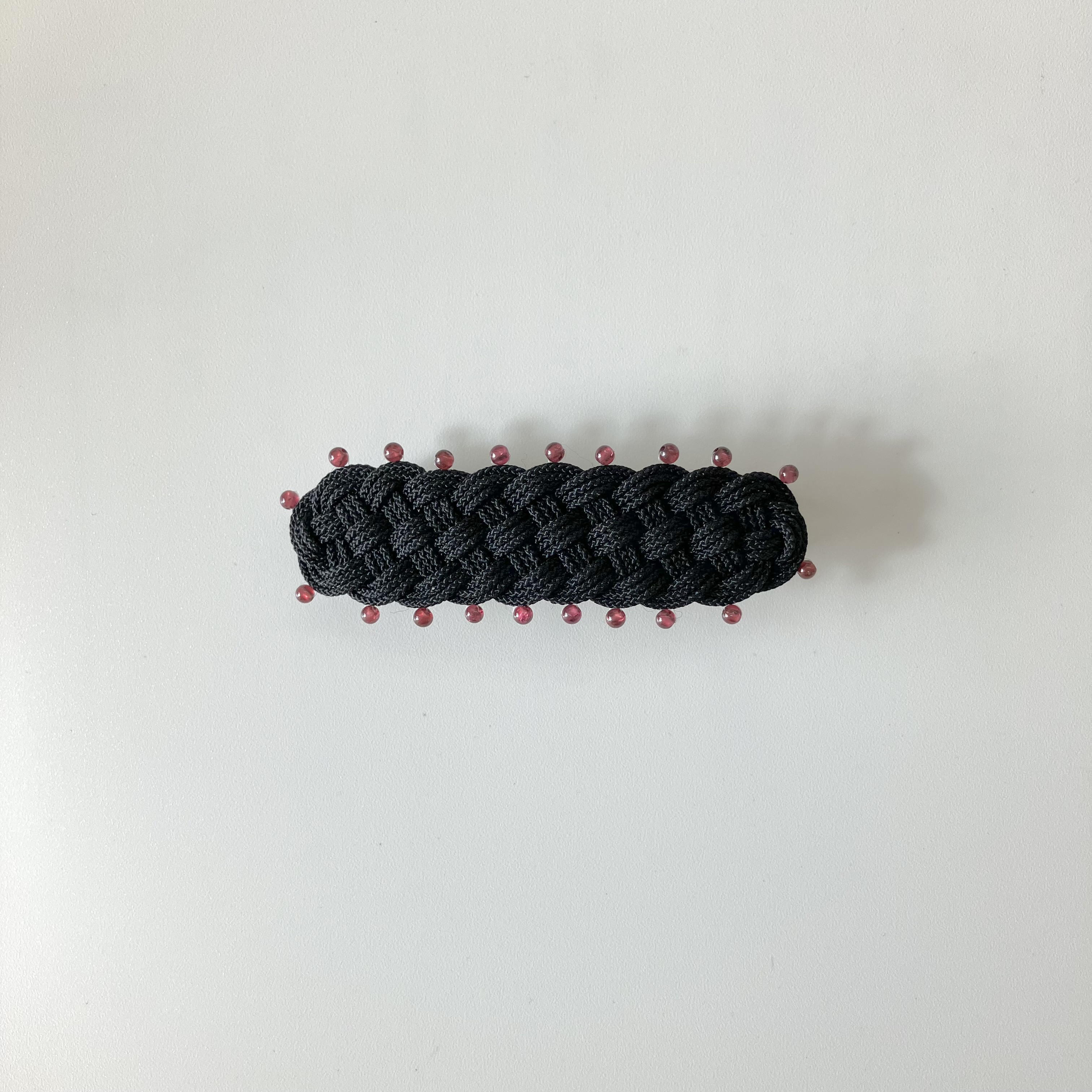《Cord 10 barrette》black 黒 組紐 ガーネット バレッタ