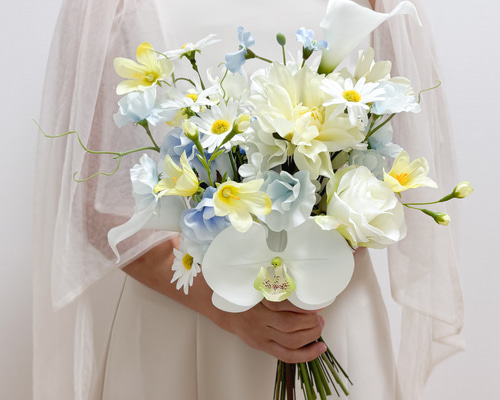 ウェディングブーケ 胡蝶蘭 ホワイトブーケ アーティフィシャル