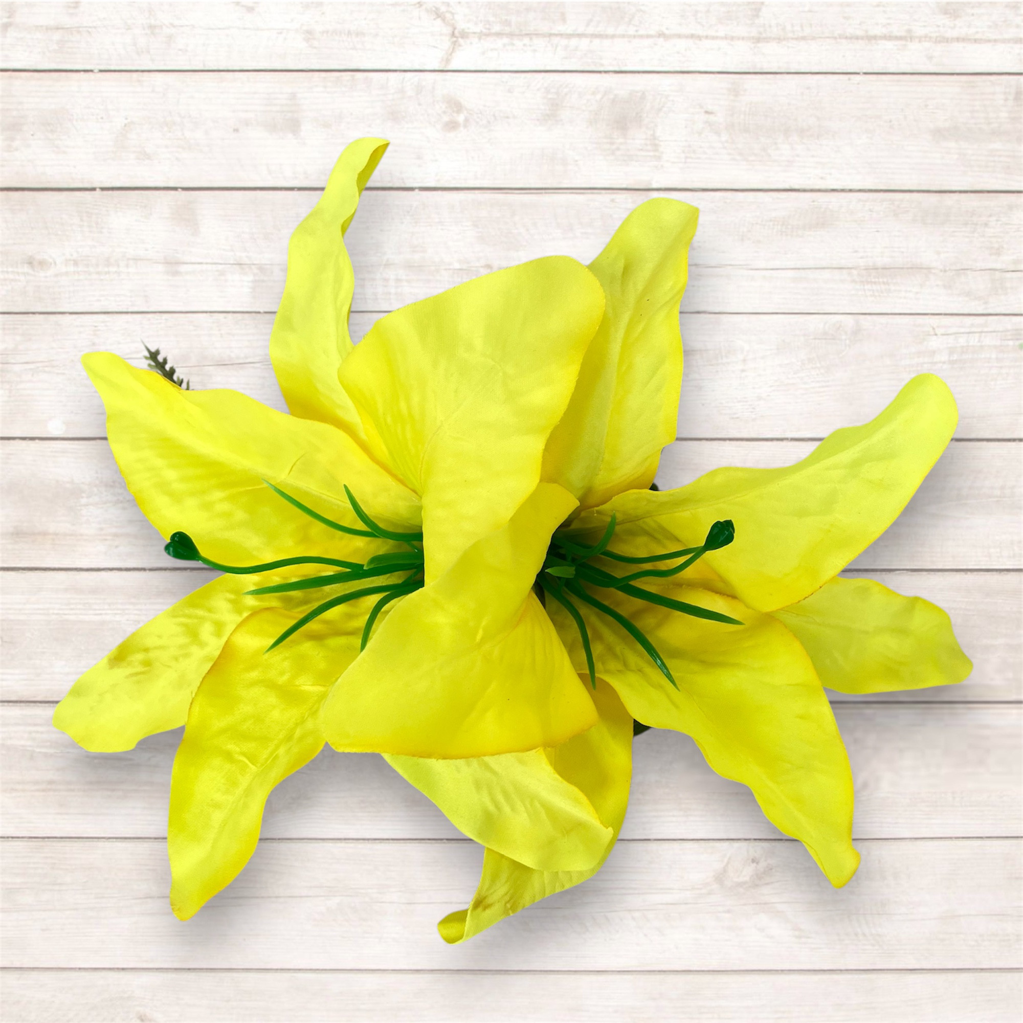 明るく元気なイエローリリー/フラダンス髪飾り/フラ髪飾り/ハワイアン髪飾り/舞台/和装/舞台/ブーケ風/発表会／着物