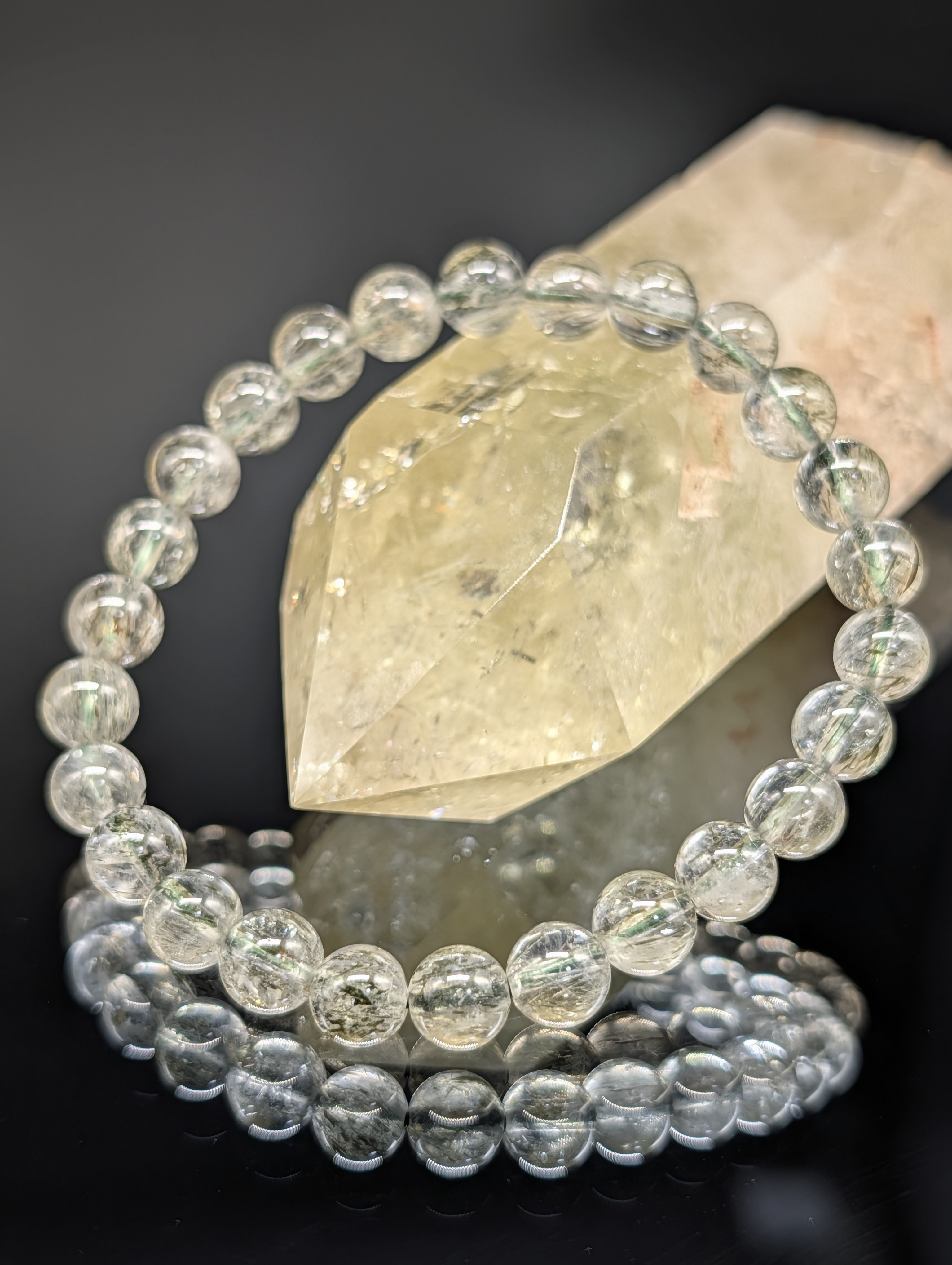 【癒し・健康・金銭運上昇・願望実現】グリーンルチルクォーツ 7～8mm ブレスレット