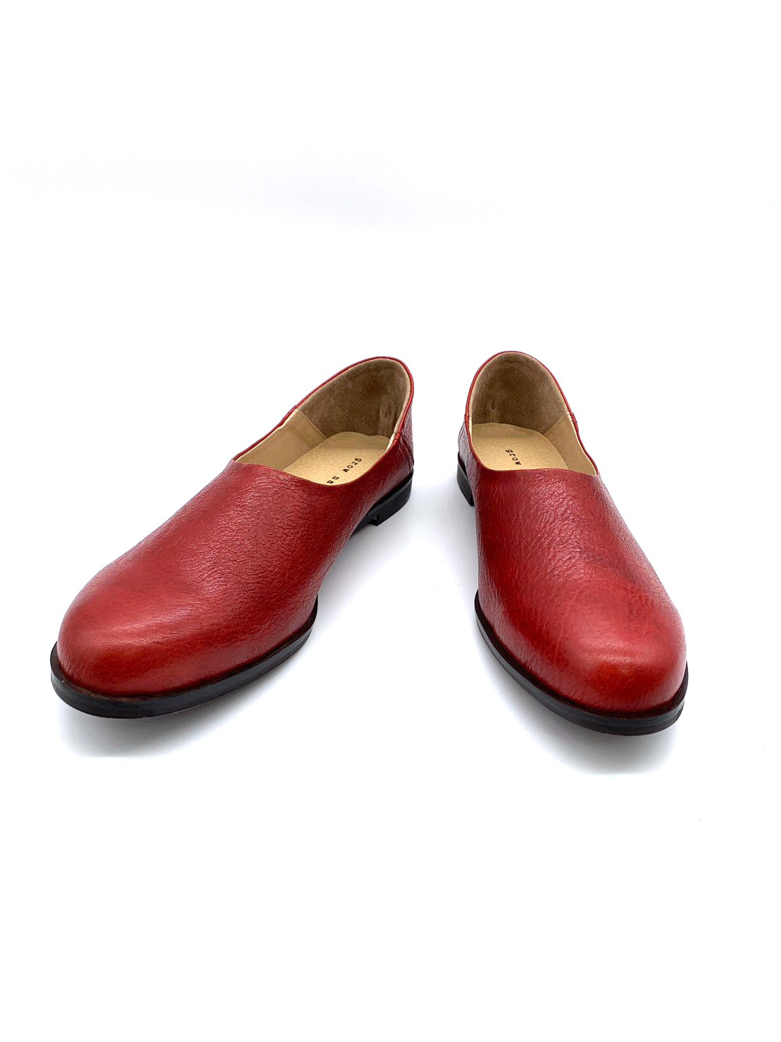 レディース　春パンプス　栃木レザーを使った　バブーシュ　grownaturally　GN-1500w　レッドブラウン