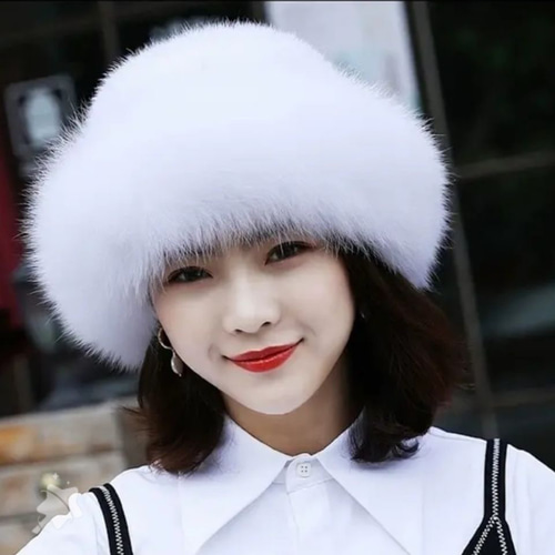 新品 上質ミンクと上品なフォックスの編込みハット 白 ギフト