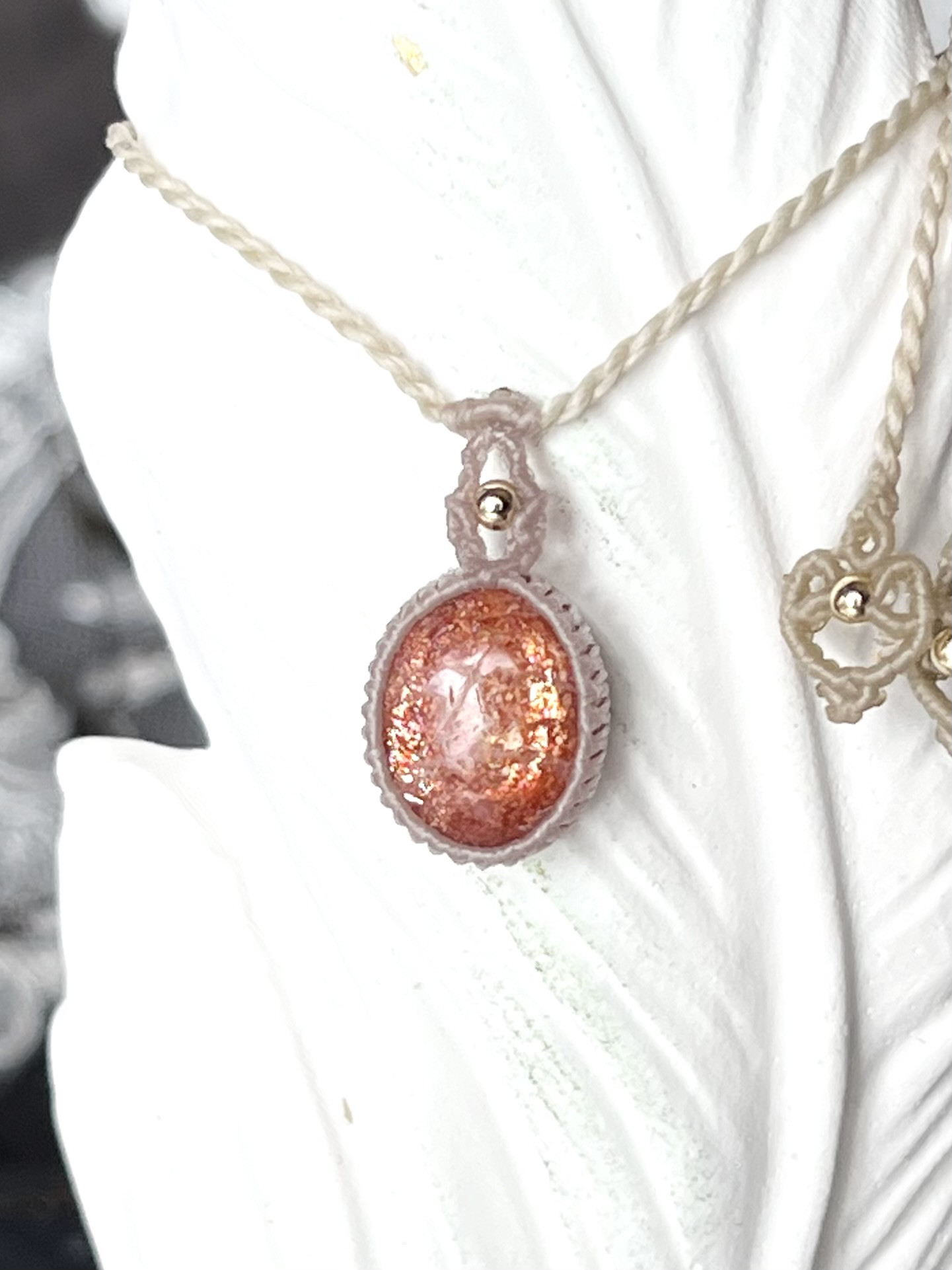 サンストーン 【シンプルminiシリーズ】 マクラメネックレス