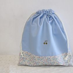 ピアニカケース 鍵盤ハーモニカ入れ 濃パープル花柄 リボン刺繍