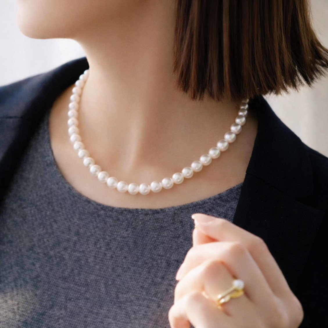 ― 入学式・卒業式に ―  貝パール 8mm ネックレス 45cm マグネットクラスプ