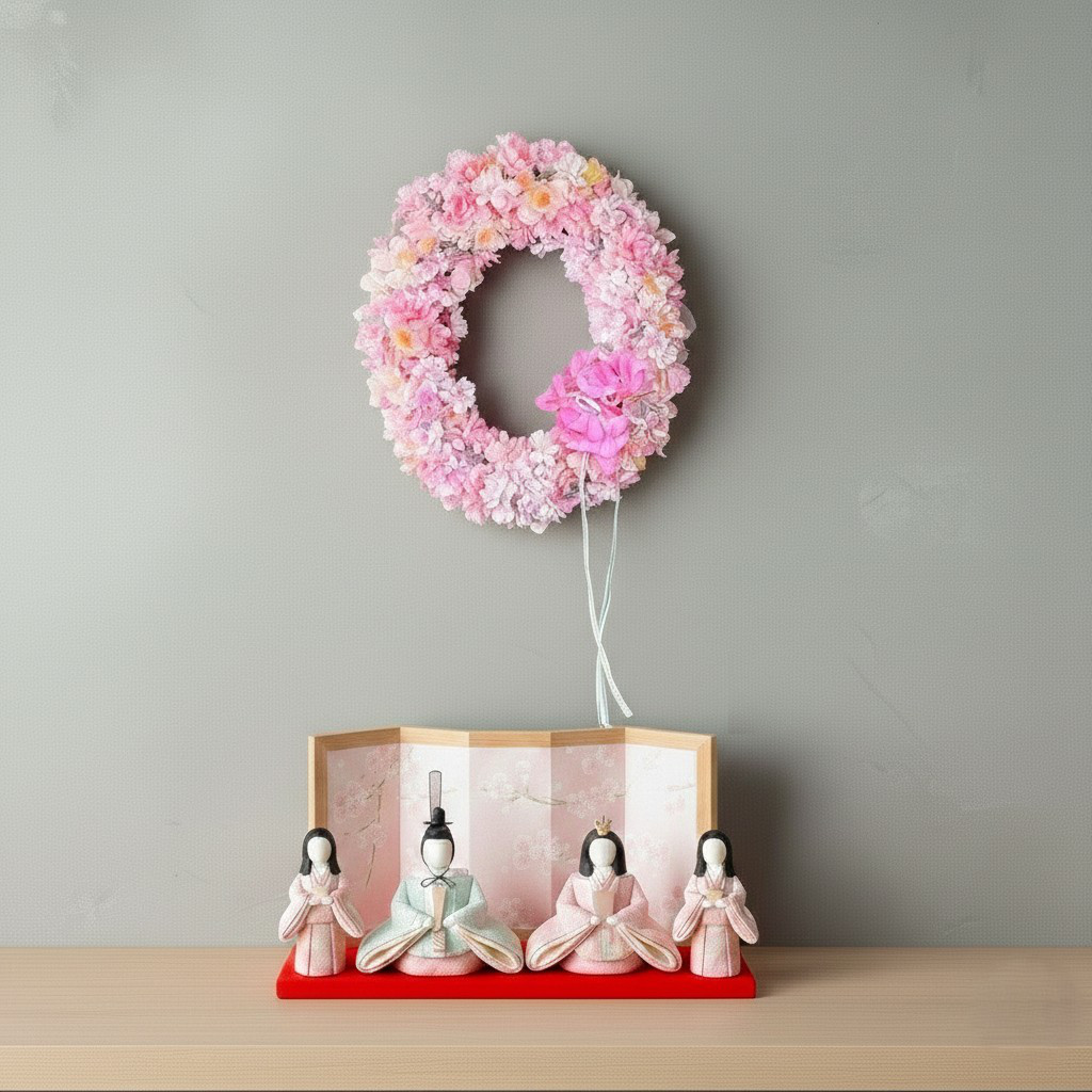 ＊NEW＊八重桜とスイトピーのオーバルリース＊お祝い＊ギフト＊ひなまつり