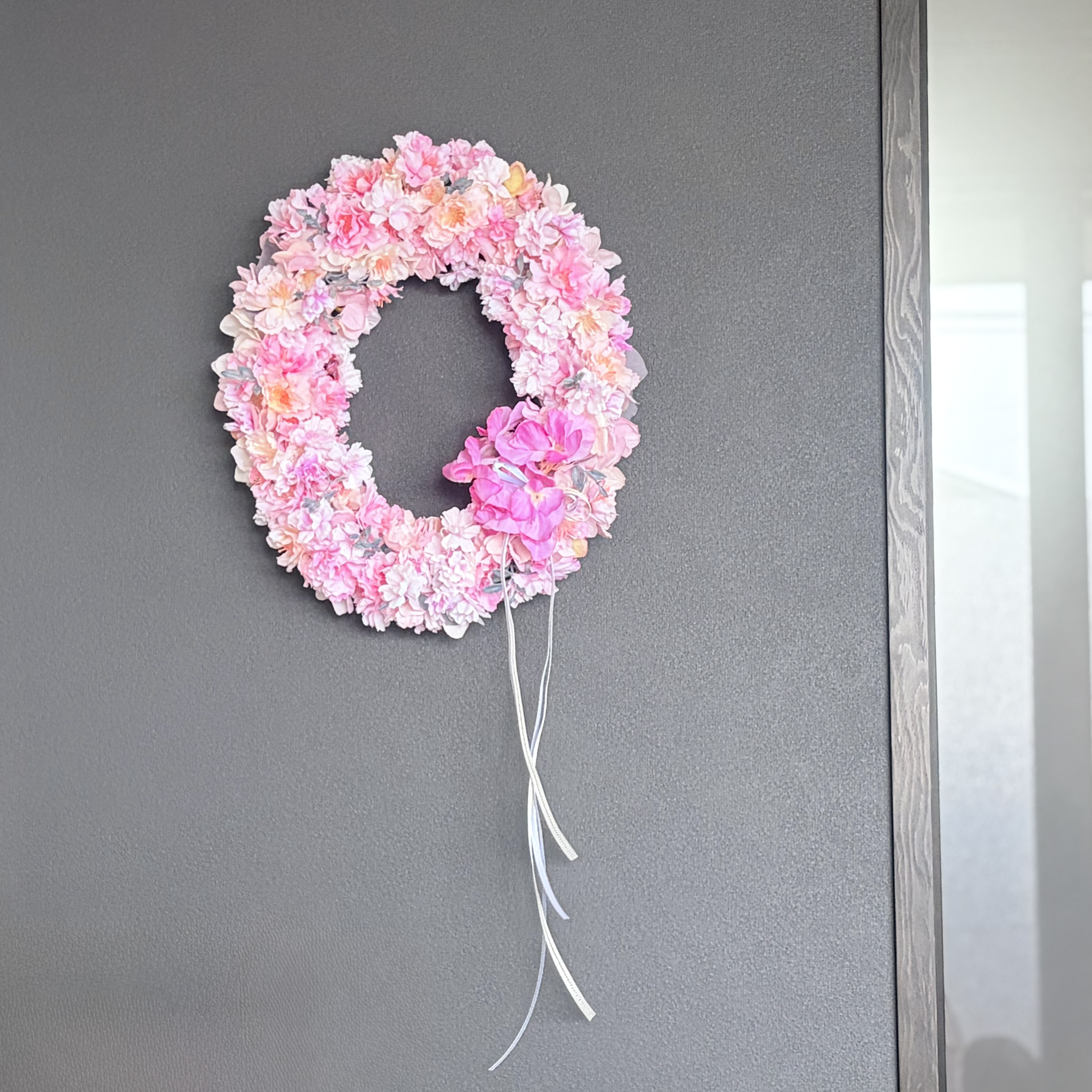 ＊NEW＊八重桜とスイトピーのオーバルリース＊お祝い＊ギフト＊ひなまつり