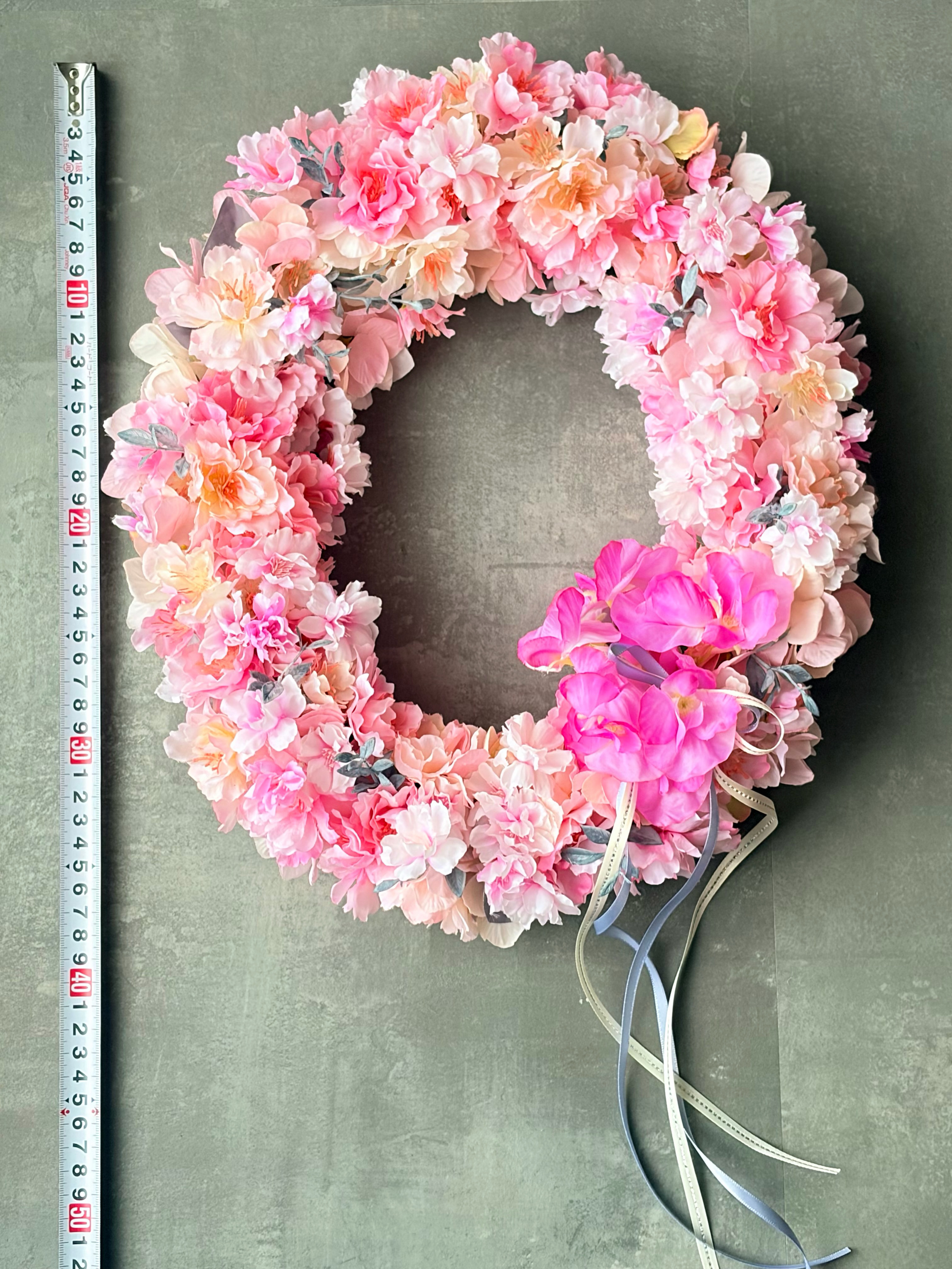 ＊NEW＊八重桜とスイトピーのオーバルリース＊お祝い＊ギフト＊ひなまつり