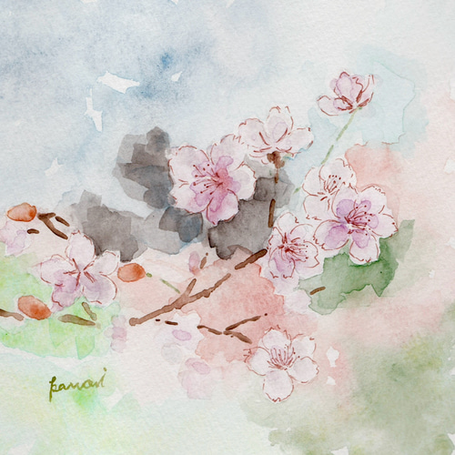 水彩原画】華桜 絵画 kawori 通販 20358459｜Creema(クリーマ)