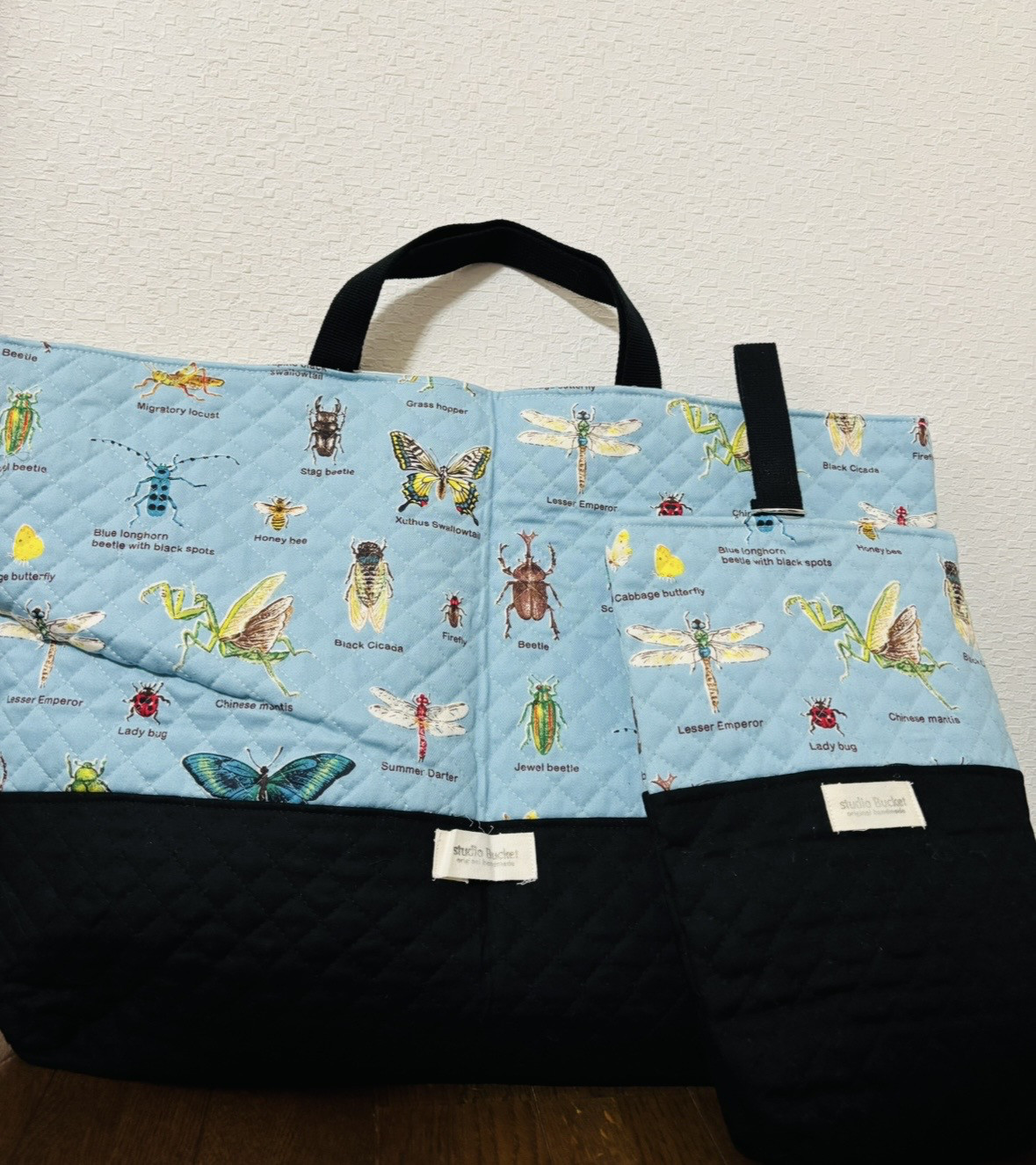 【入園入学】大きめレッスンバッグ、シューズ袋セット　キルティング