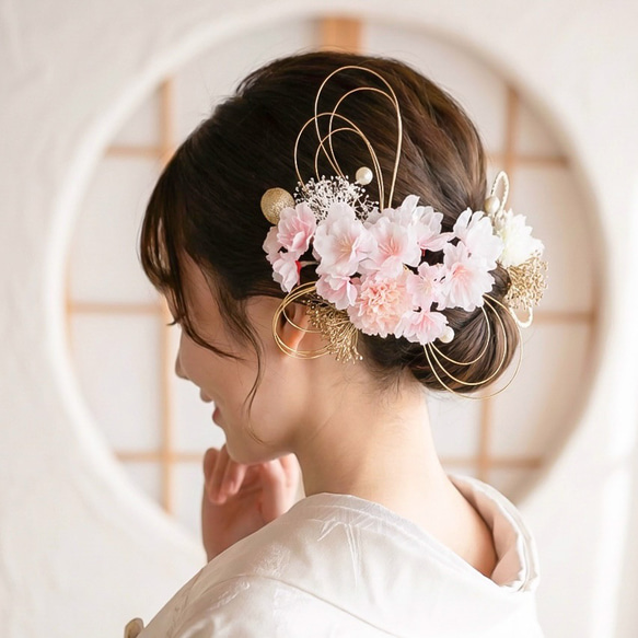 桜の髪飾り 成人式 卒業式 花嫁 振袖 白無垢 色打掛 袴 着物 和装 和婚