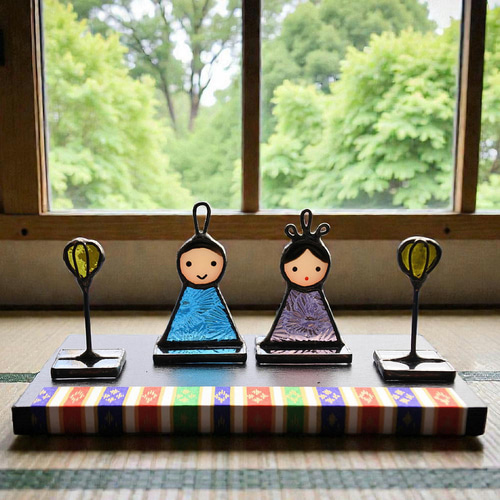 さらに小さい手のり雛 おひなさま 雛祭り 雛人形 ステンドグラス 置物