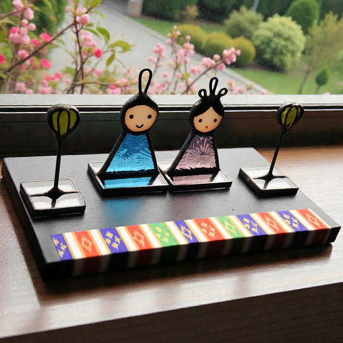 さらに小さい手のり雛 おひなさま 雛祭り 雛人形 ステンドグラス 置物