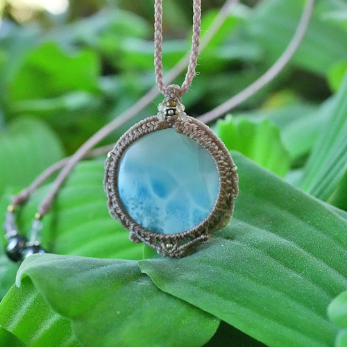 高品質☆ラリマー マクラメネックレス2249 ネックレス・ペンダント