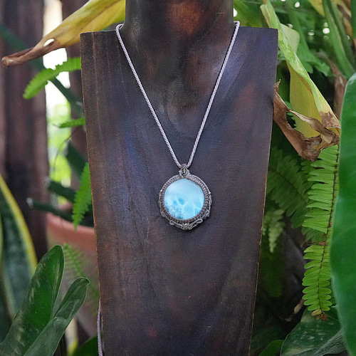 高品質☆ラリマー マクラメネックレス2249 ネックレス・ペンダント