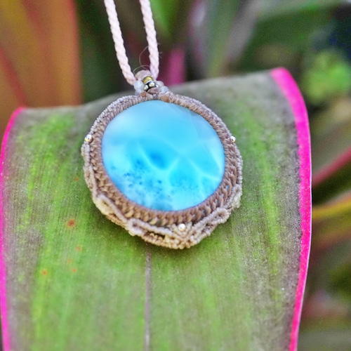 高品質☆ラリマー マクラメネックレス2249 ネックレス・ペンダント