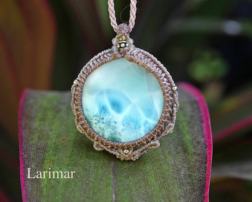 高品質☆ラリマー マクラメネックレス2249 ネックレス・ペンダント