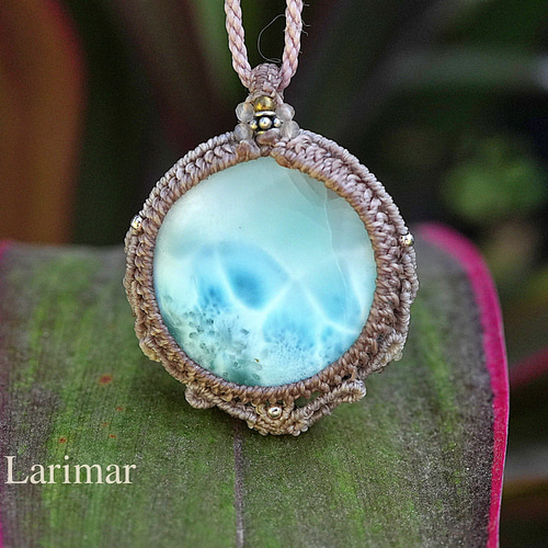 高品質☆ラリマー マクラメネックレス2249 ネックレス・ペンダント