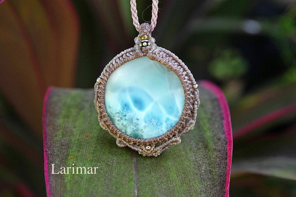 高品質☆ラリマー マクラメネックレス2249 ネックレス・ペンダント