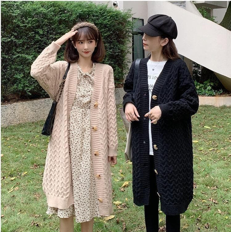 大きいサイズ 新品 秋冬 ニット ロングカーディガン 黒 ゆったり 5L　長袖」