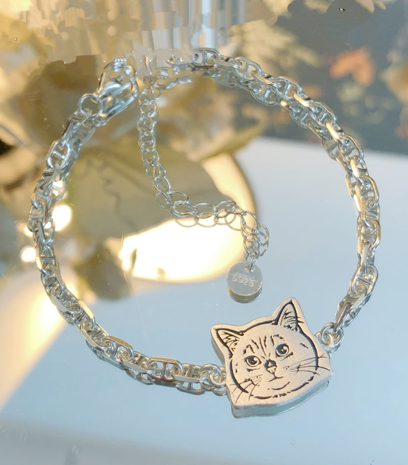 ハンドメイド　ブレスレット　ペットアクセサリー 世界に唯一の銀製ブレスレット ペット・動物・犬・猫・うさぎ・鳥