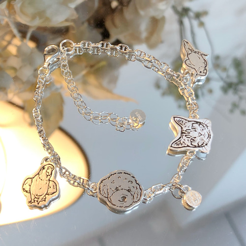 世界に唯一の銀製ブレスレット ペット・動物・犬・猫・うさぎ・鳥