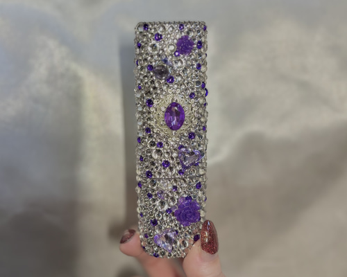 キラキラ✨パープル 紫 ビジュー リボン ハート 薔薇 ラメ デコ iQOS