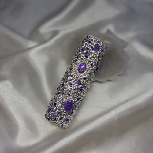 キラキラ✨パープル 紫 ビジュー リボン ハート 薔薇 ラメ デコ iQOS