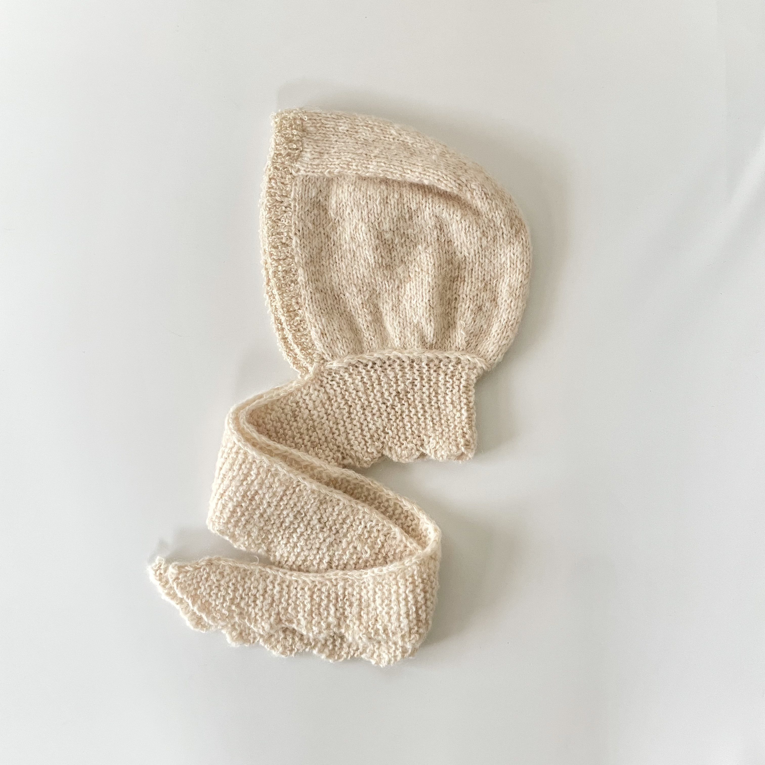 受注制作｜フード付きマフラー　ホワイトモヘア×ピンクMIX  ナミナミ