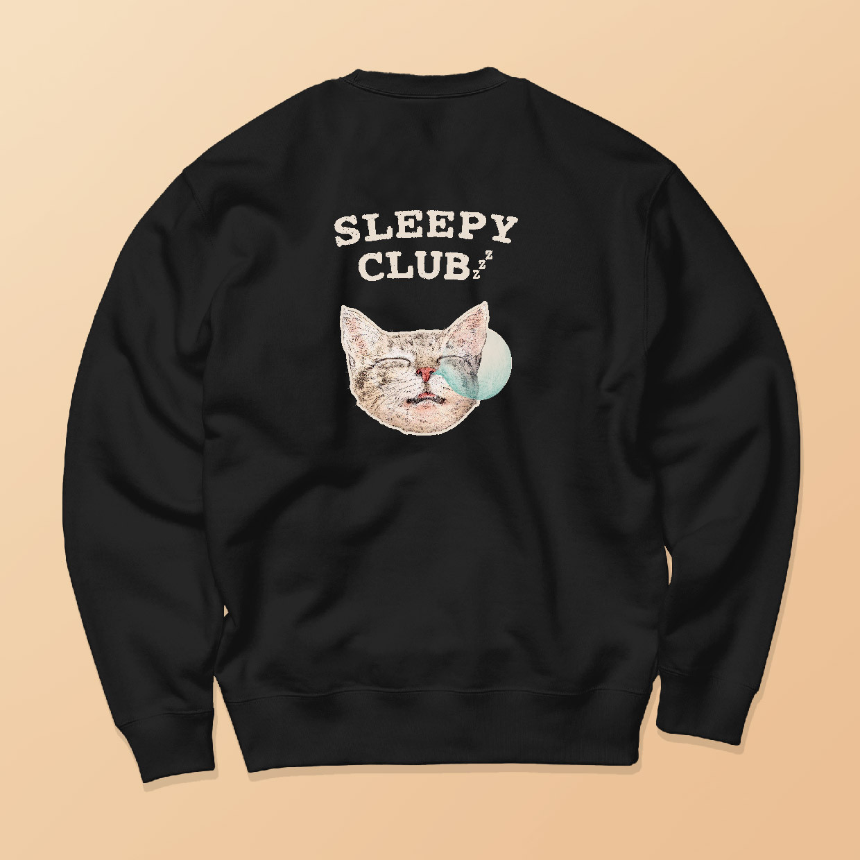 スタンダード スウェット「SLEEPY CLUB - CAT」しっかりコットン生地/送料無料