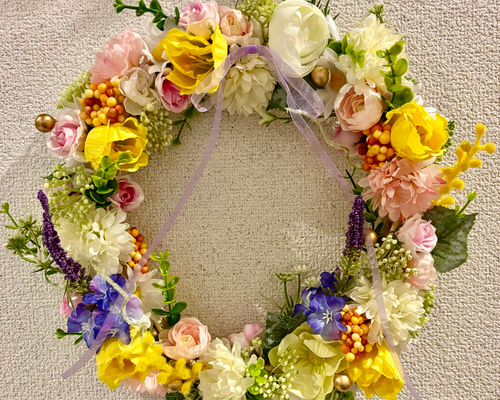 みみ　端午の節句リース　イースターリース イースターリース】春を祝う 色とりどりの花のリース リース mori no