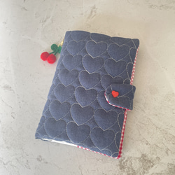 A6バインダーカバー＆バインダーセット 水色 キルティング 花柄 韓国