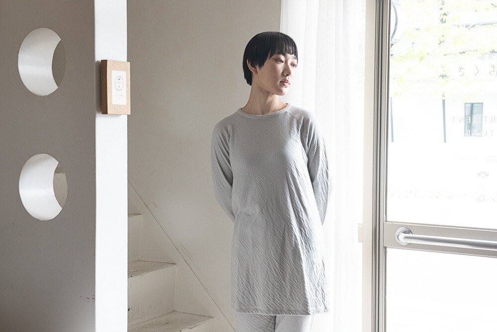 アンゼリカ染め　とろける肌触りエアニット　長袖チュニック【オーガニックコットン100%】