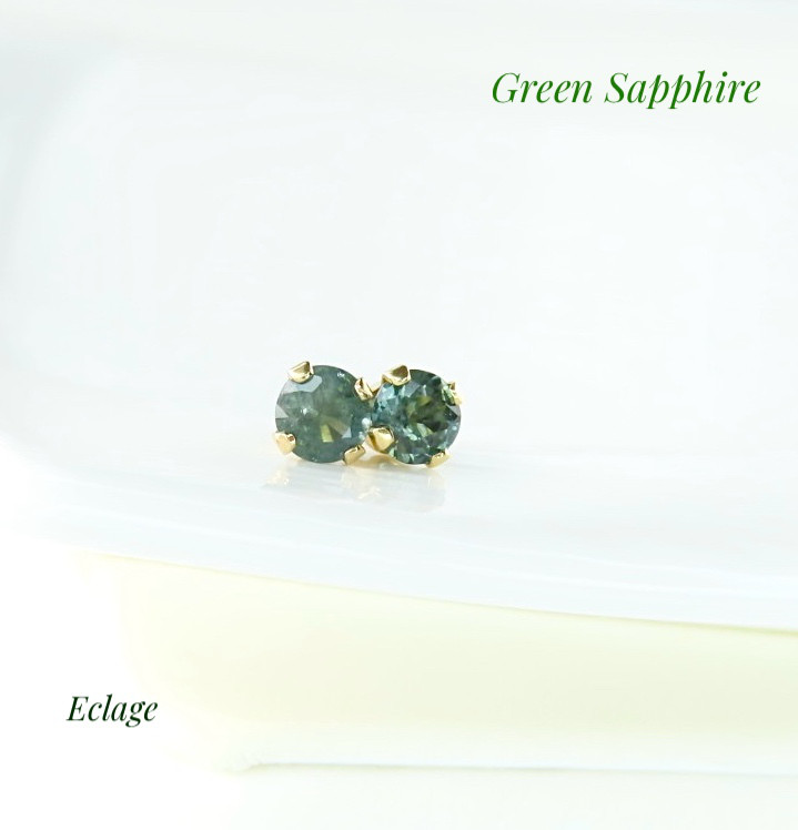 〈14kgf〉グリーンサファイアのスタッドピアス