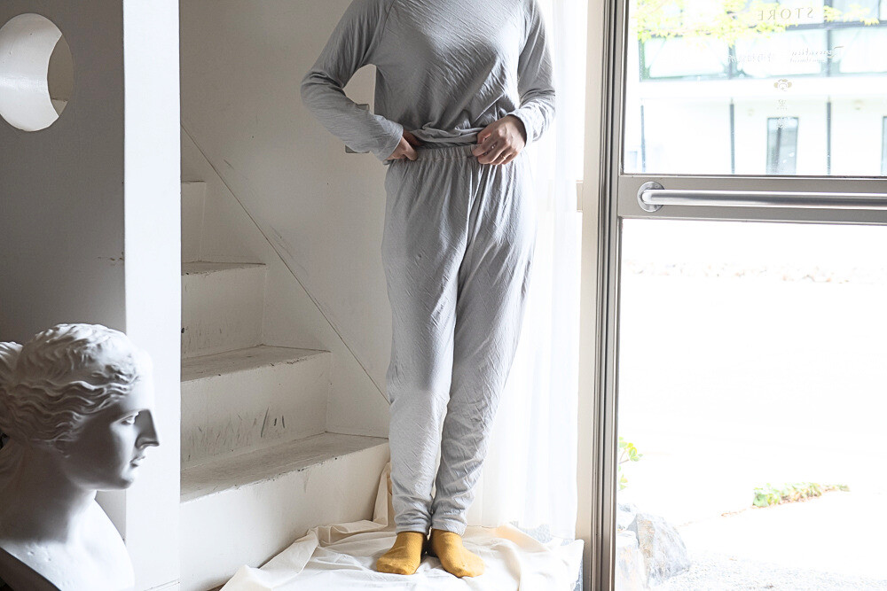 アンゼリカ染め　とろける肌触りエアニット　パンツ【オーガニックコットン100%】