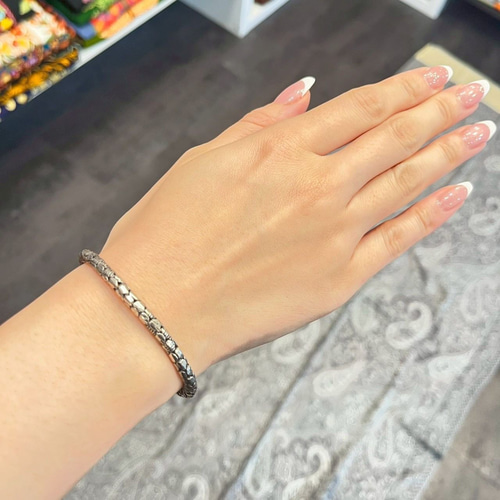 ブレスレット シルバー925 スネークチェーン風 ヴィンテージ調 メンズ