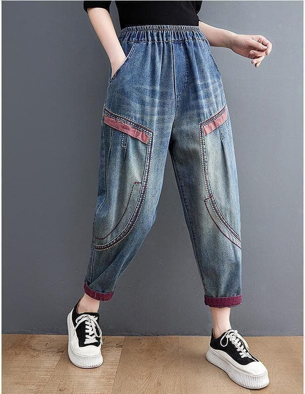 大きいサイズ レディース デニム　パンツ　ゆったり　春夏 秋 新品 h7