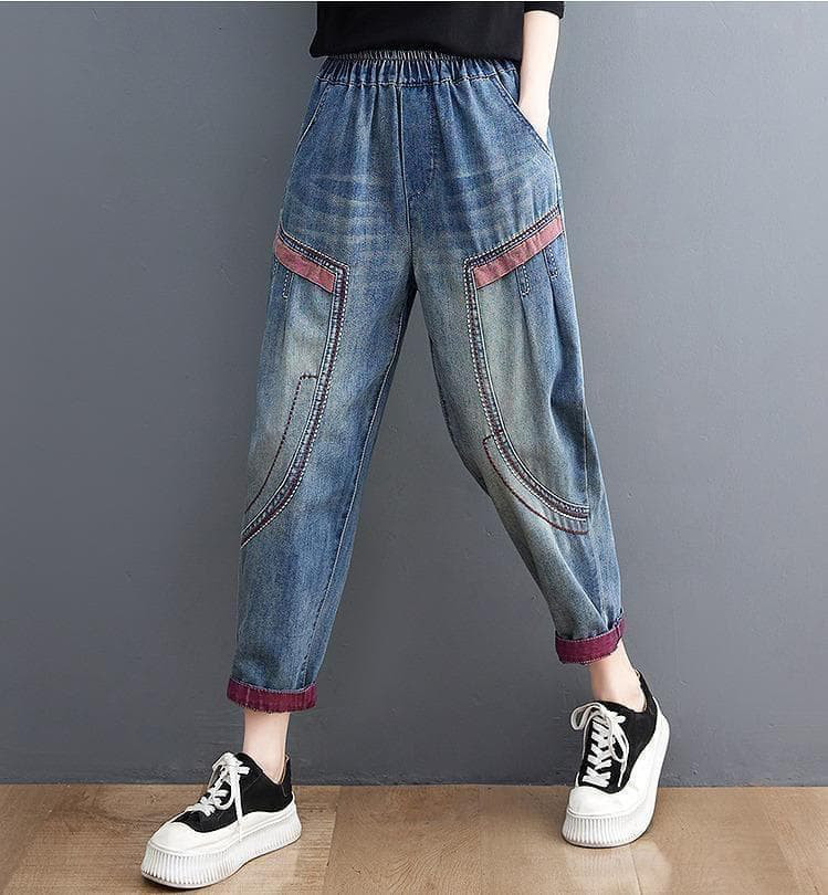 大きいサイズ レディース デニム　パンツ　ゆったり　春夏 秋 新品 h7