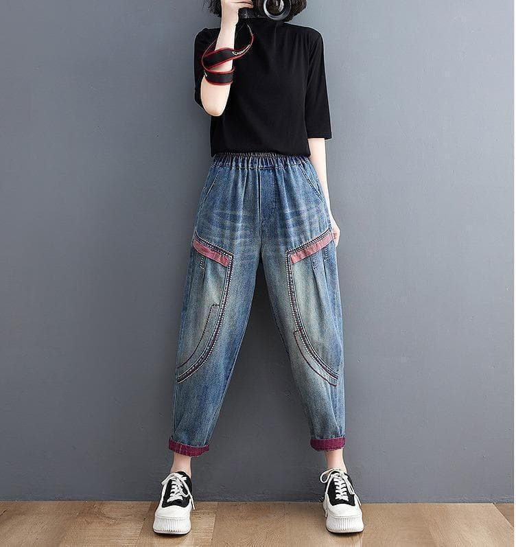 大きいサイズ レディース デニム　パンツ　ゆったり　春夏 秋 新品 h7