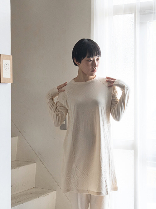 とろける肌触りエアニット　長袖チュニック【オーガニックコットン100%】
