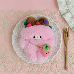 グレーなフワフワロップちゃん 手のひらサイズのぬいぐるみ♡頭に