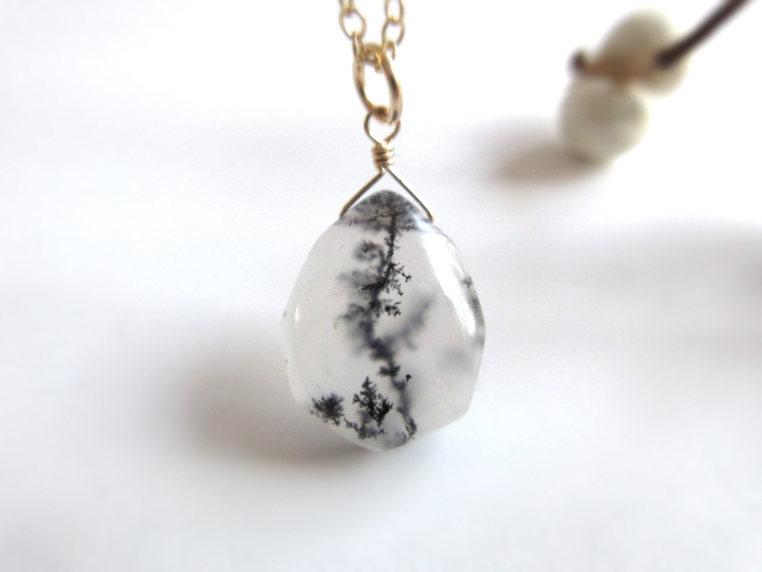 14mm模様美「デンドライトアゲート」14kgfネックレス