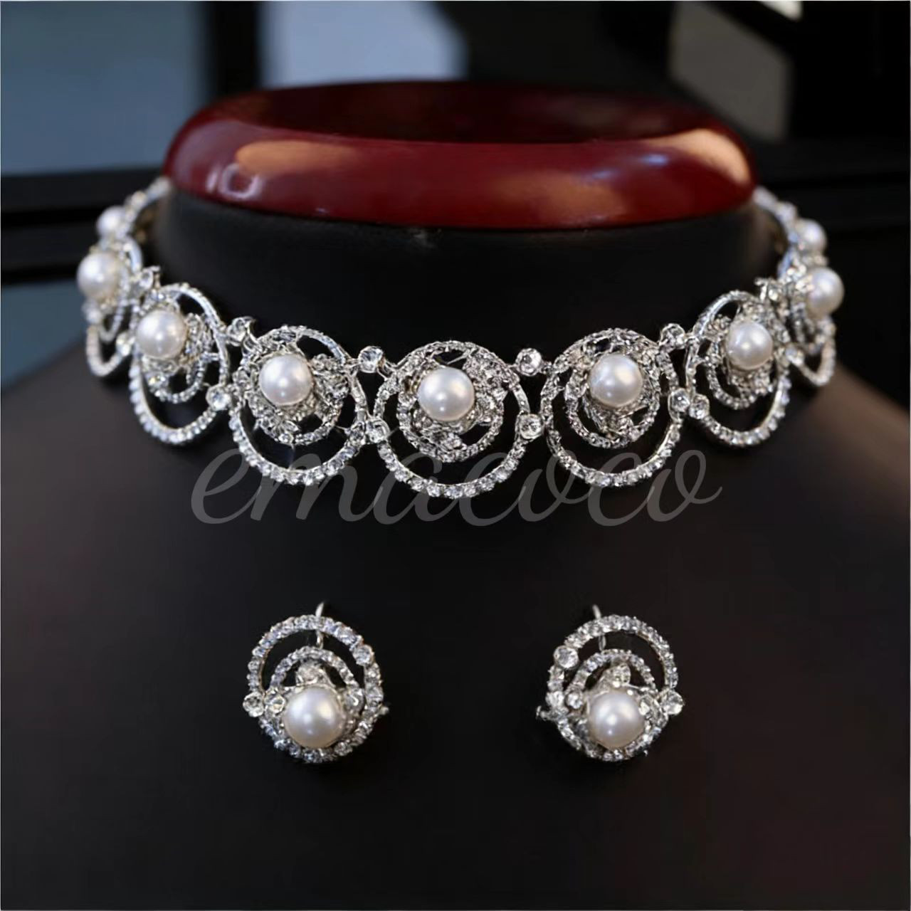 ＊星夜真珠＊ブライダル ティアラ ネックレス ピアス 3点セット パールアクセサリー 結婚式 前撮りR60122