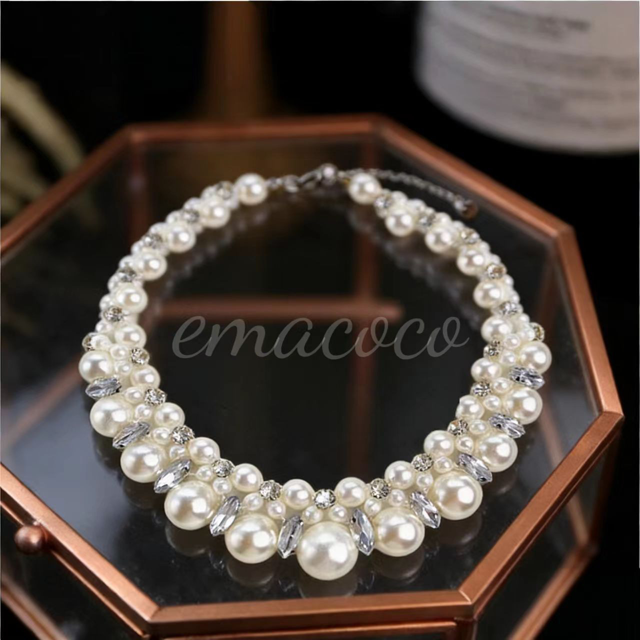 ＊星夜真珠＊ブライダル ティアラ ネックレス ピアス 3点セット パールアクセサリー 結婚式 前撮りR60122
