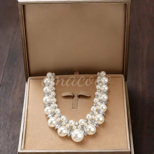 星夜真珠＊ブライダル ティアラ ネックレス ピアス 3点セット パール