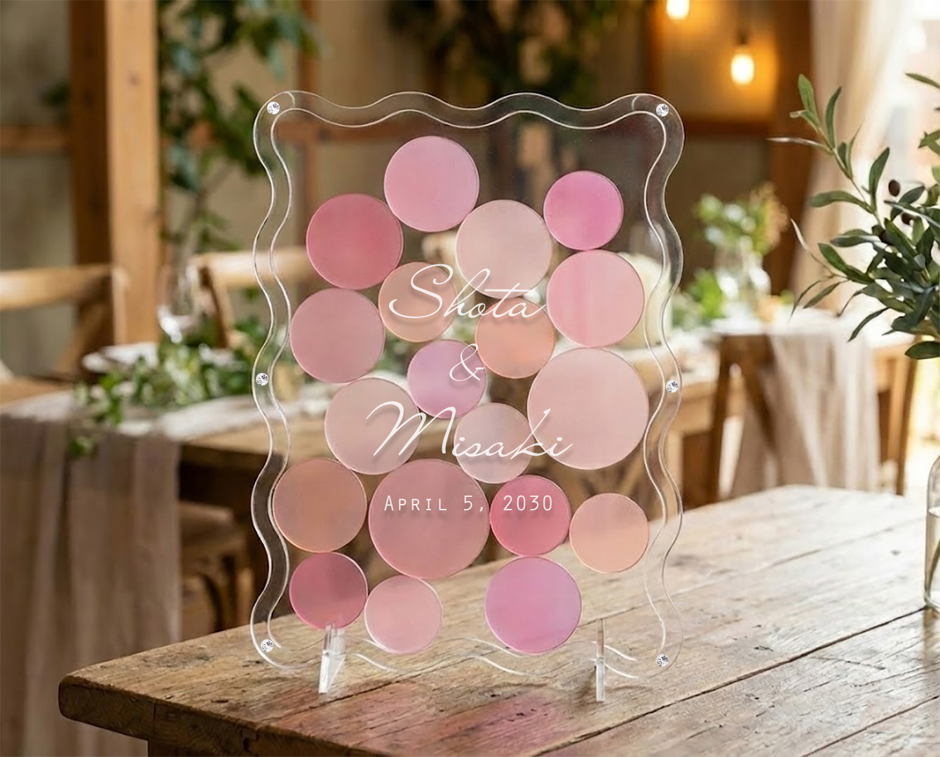 ウェディングドロップスWAVY アクリル｜ゲスト参加型アクリル結婚証明書｜名入れ・カラー選択可