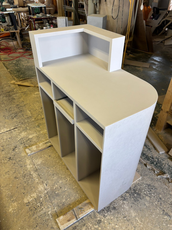 ワイド90  石っぽいアールカウンター　レジカウンター 2枚目の画像