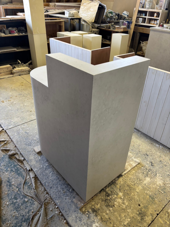 ワイド90  石っぽいアールカウンター　レジカウンター 5枚目の画像